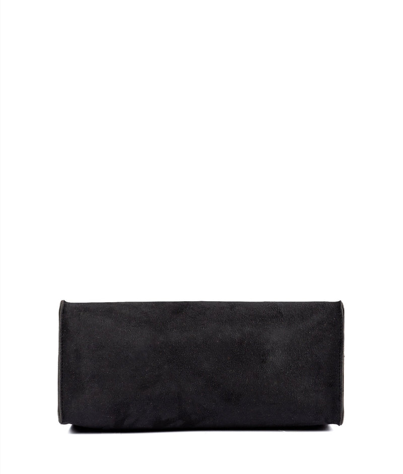Black suede multi compartment satchel bag