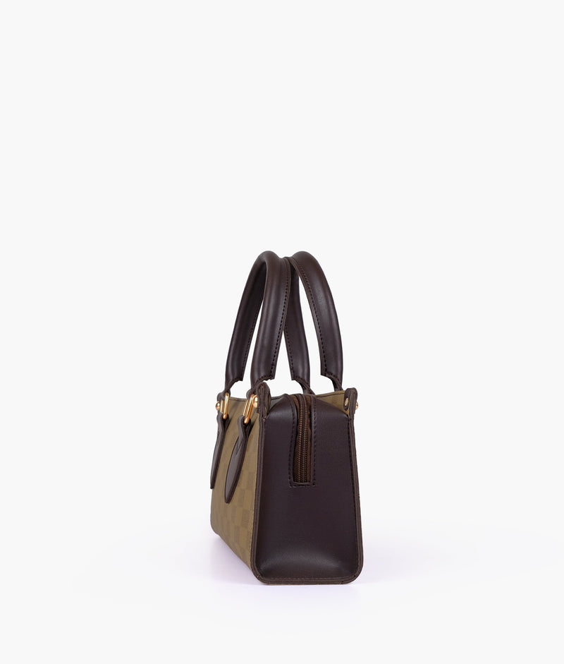 Brown checkered on-the-go mini bag