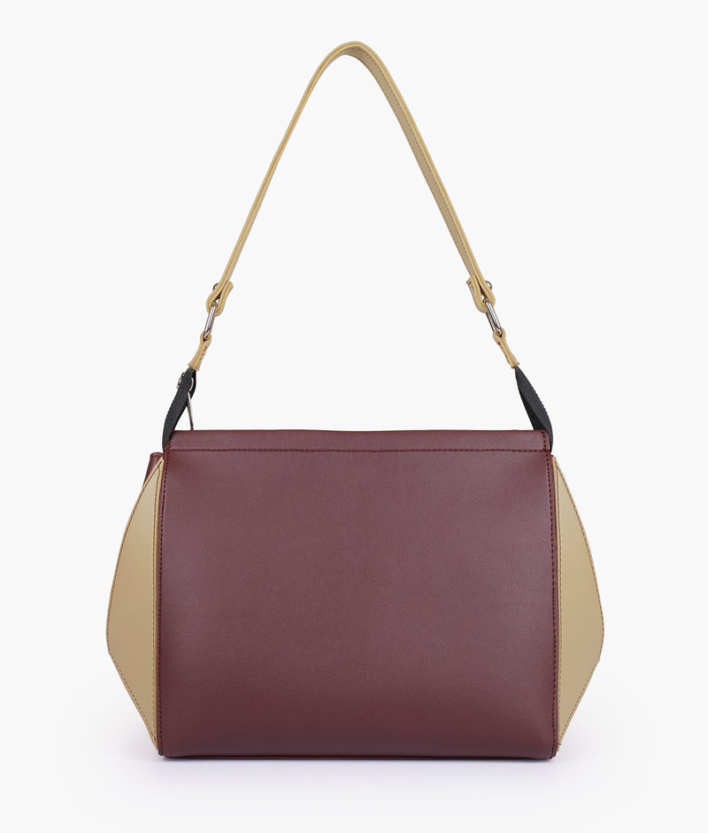 Burgundy and off-white trio twist handbag